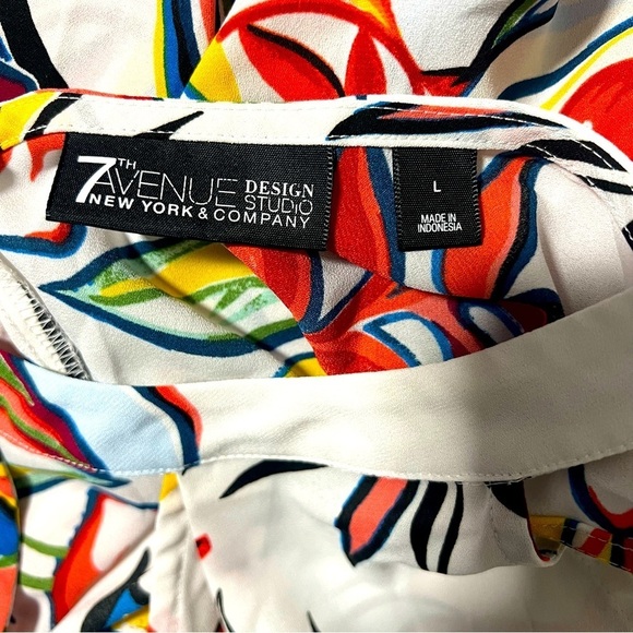 7Th Avenue Design Studio NY&C Tropical Print Large Sleeveless Tie Halter EUC - Picture 6 of 8